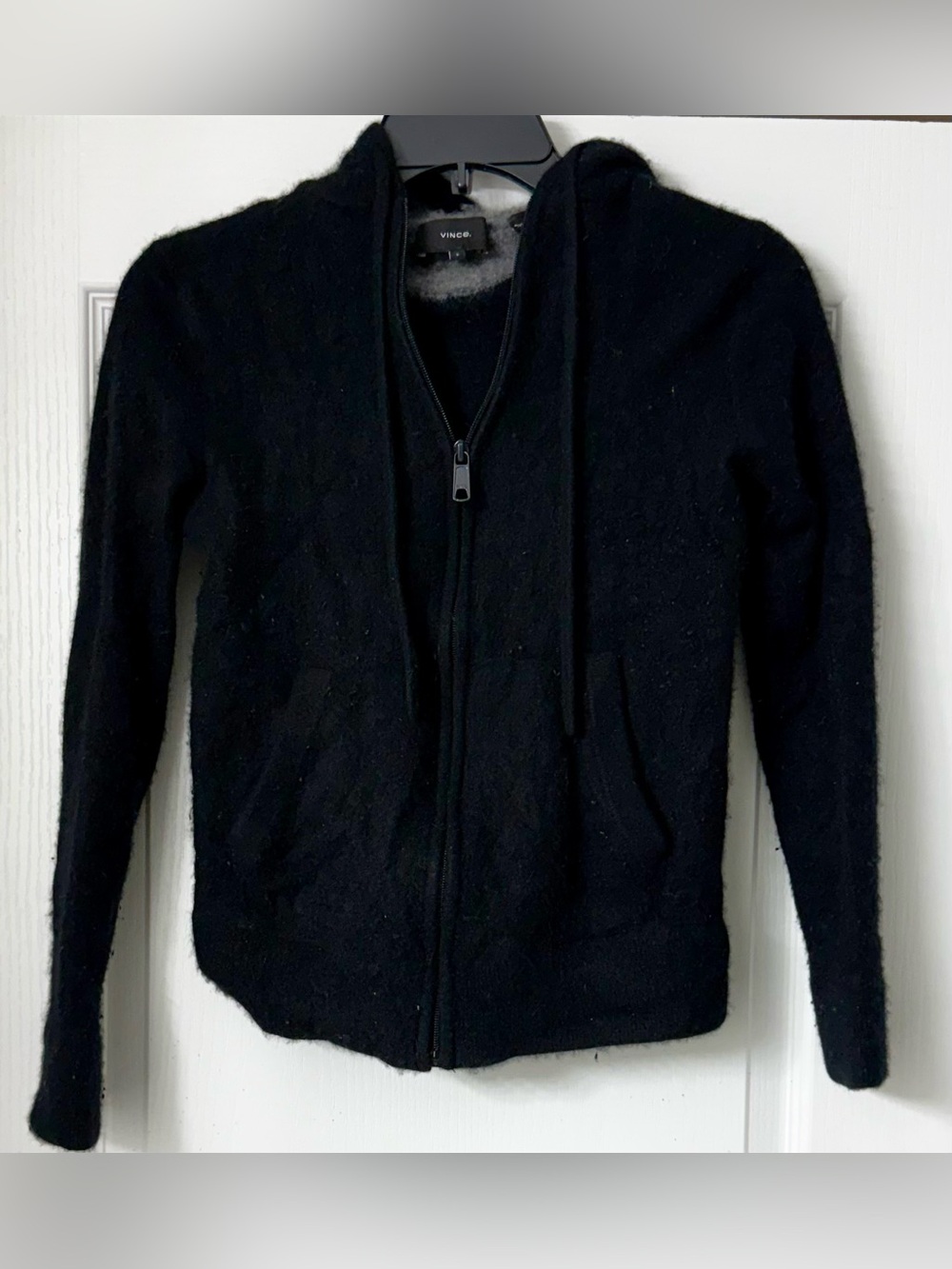Vince Black Zip-Up Hoodie Sweater